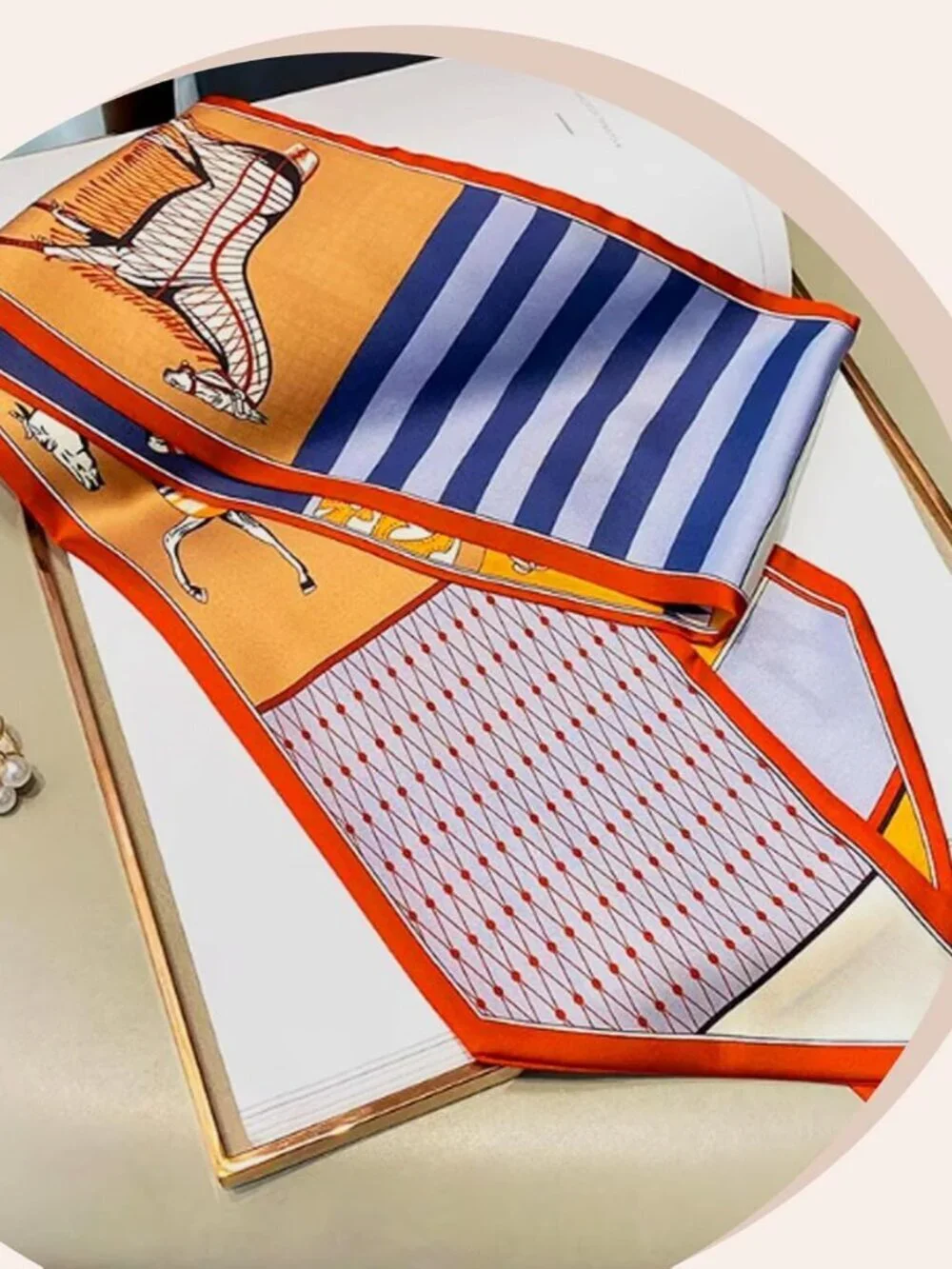 Women's Steed Orange Red Edge Elegant Oblique Angle Scarves Bag Scarfs